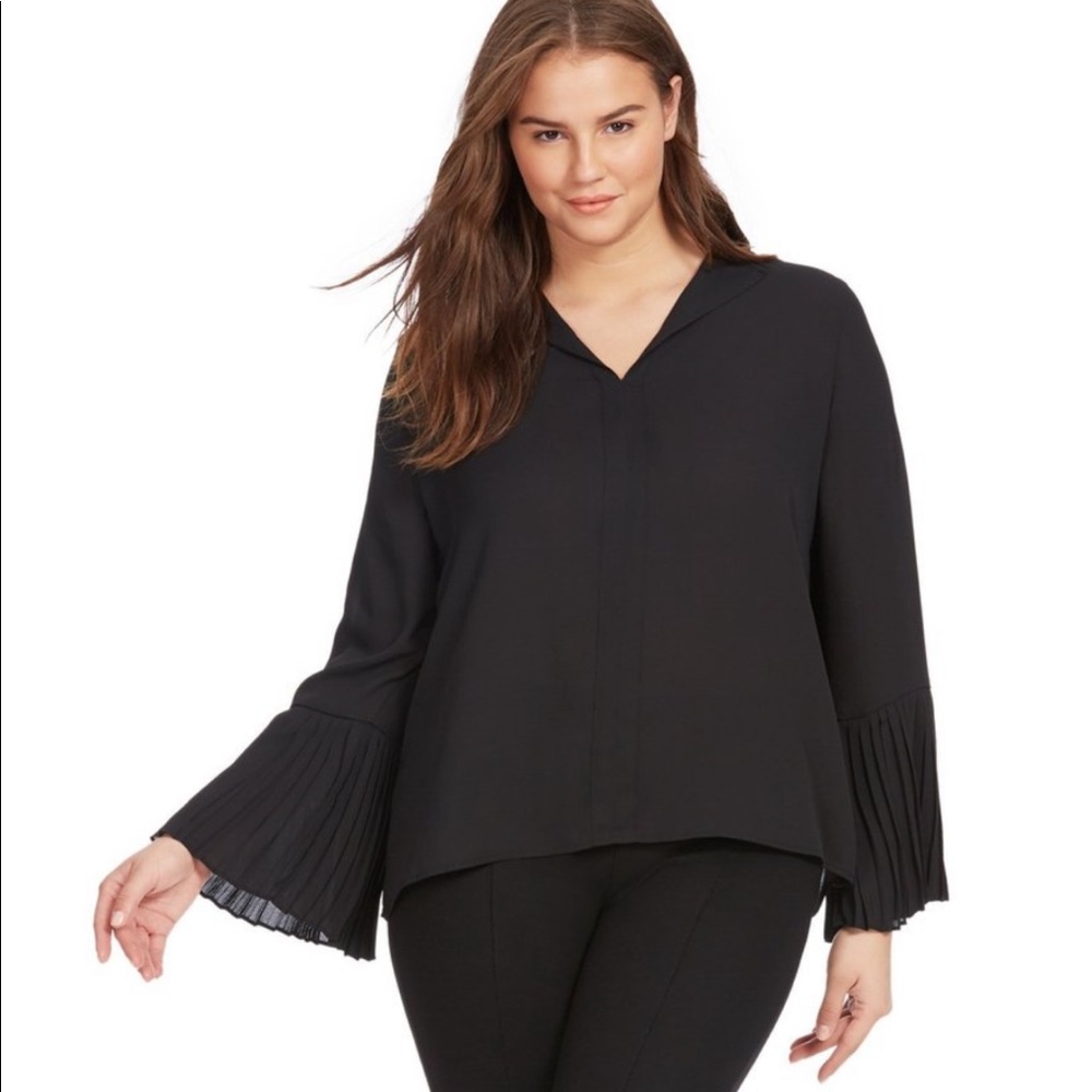 London Times Pleated Cuff Blouse